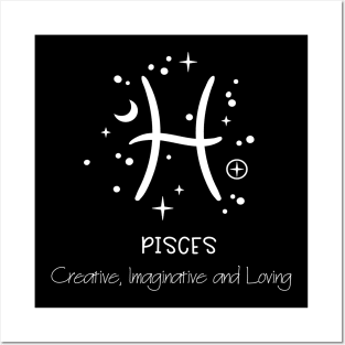 Pisces Personality White Text Posters and Art